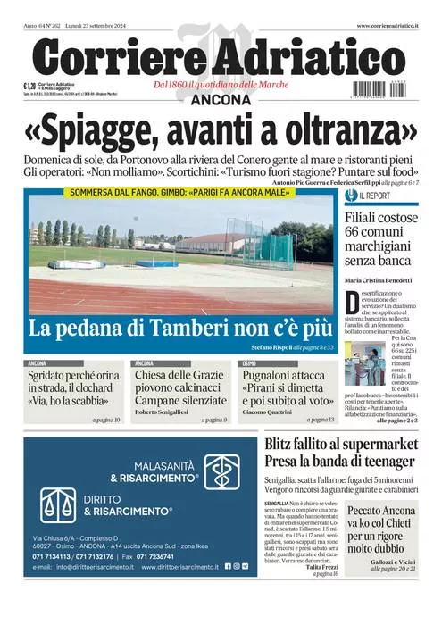 Prima-pagina-corriere adriatico-edizione-di-oggi-23-09-2024